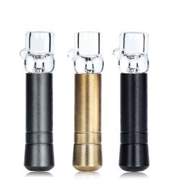 Smoking Mini Colourful Aluminium Pipes Portable Glass Philtre Dry Herb Tobacco Cigarette Holder One Hitter Catcher Tube Taster Tips Handpipe Dugout Tool DHL