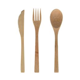 2021 Hot Japanese Style Bamboo Wooden Cutlery Set Fork Cutter Cutting Reusable Kitchen Tool 3pcs one set