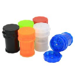 Plastic Tobacco Grinder Bottle Storage Smoking Accessories Hand Muller 6 Colours Herb Pepper 3 Layer Spice Grinders Crusher