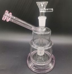 Mini 6.5 inch Pink Glass Water Bong Hookahs with Bowls Tyre Perc Female 14mm Smoking Pipes