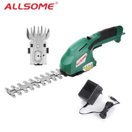 ALLSOME 2 in 1 Electric Trimmer 7.2V Lithium-ion Cordless Hedge Trimmer Rechargeable Weeding Shear Household Pruning Mower T200115