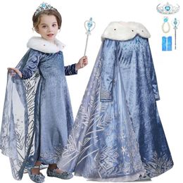 Kızın Elbiseleri Kız Prenses Kostüm Çocuklar Cadılar Bayramı Noel Partisi Cosplay Fantezi Giydirme Çocuk Kar Kraliçesi Karnaval Doğum Günü Giysileri