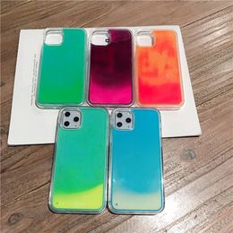 neon phone case Australia - Luminous Neon Sand Glow Liquid Phone Case for iPhone 12 Pro Max Sublimation Glitter Phone Cover for iPhone 11 6 7 8 X XR 190M