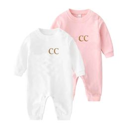 -Nuevo 2021Summe carta de moda bebé niño ropa blanca rosa verde manga larga marca recién nacido bebé niñas mameluco 0-3 meses