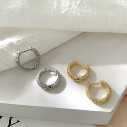 Hoop & Huggie Minimalist Round Gold/Silver Color Earrings Fashion Circle Crystal Small Cartilage Ear Buckle Jewelry GiftsHoop