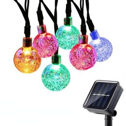 Strings LED Waterproof Solar Power String Crystal Ball Lamp Fairy Lights Garlands Patio Garden Christmas For Outdoor Wedding DecorationLED S