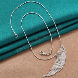 925 Sterling Silver 18 Inch Snake Chain Multi-line Flowing Pendant Necklace For Women Fashion Party Charm Jewellery