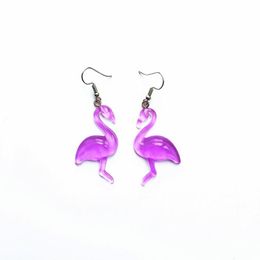 Dangle & Chandelier Cartoon Cute Animal Flamingos Drop Earrings For Women Girl Kids Resin 4 Colour Lovely Nice GiftDangle