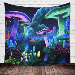 Tapestry Small Psychedelic Mushroom Castle Carpet Wall Hanging Colourful Celesti