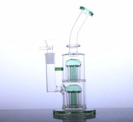 10.5 inches Hookah glass bong with 8 tree arms perc Glass water pipe smoking CLASSIC green blue lakegreen,grey four colors option