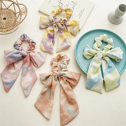 Summer Simple Tie-dye Big Bow Ribbon Hairbands Woman Korean Headwear Girls Rubber Band Women Hair Accessories Ponytail Holders