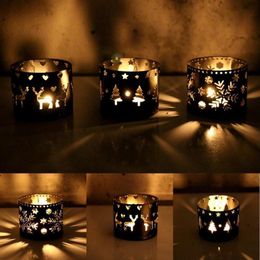 PATIMATE Lron Hollow Candle Holder Christmas Decorations For Home Merry Ornament Noel Navidad Natal Xmas Gifts Y201020