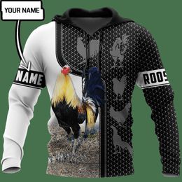 Rooster Animal Personalised Men s Hoodie Casual Autumn Unisex Mexico Flag Custom Name Zipper Pullover DIY Women s Sweatshirt 220722