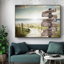 Custom Personalised Name Poster Wooden Canvas Painting in Baikal Eiffel Tower Gift For Wedding Wall Art Livingroom Decora 220614