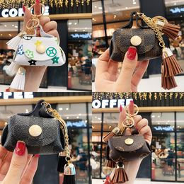 Party Favor Trend old flower coin purse key pendant leather fashion personality car key chain female creative gift