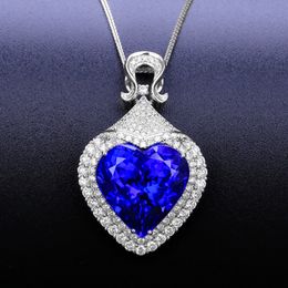 Heart of Ocean Blue Heart Love Forever Pendant Necklace For Women Wedding Party Jewellery Blue Crystals Necklaces