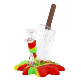 Smoking Accessories ice-cream silicone pipe colorful hookah glass water bongs pipes