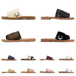 Women luxury sandals designer slides woody mules flat wedge slippers 2022 fashion trended lace letter canvas rubber slipper woman sexy loafer sandale slide