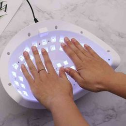 Nxy Modern1 Uv Gel Nail Lamp Led Dryer Lcd Display Ice s Curing Polish Two Hands 42pcs Beads with Fan 220624