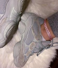 Anklets 2022 Summer Beach Women Fashion Jewelry Hip Hop Rose Gold Color Sparking Bling Pink Cz Crystal Tennis Anklet Foot Chain Bracelet Roy