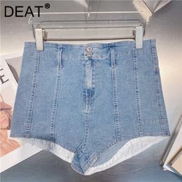 DEAT Women Asymmetrical All Match Denim Shorts Arrivals High Waist Temperament Fashion Spring Summer 11D1441 210709