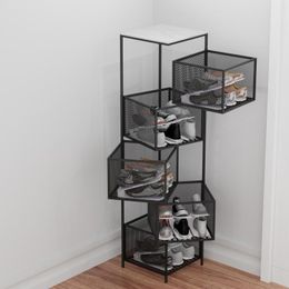 Clothing & Wardrobe Storage Rotating Shoe Rack Light Luxury Indoor Iron Folding Multi-Layer Cabinet Metal Shelf MinimalistClothing