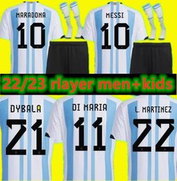 argentina football jersey UK - Argentinas soccer Jersey Fans and player version 2022 DYBALA AGUERO Maradona football shirt 21 22 23 Men Kids sets uniform with socks di maria