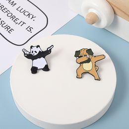 panda pins UK - Unisex Cartoon Panda Dog Shape Brooch For Cowboy Sweater Clothes Lapel Pins Alloy Enamel Animals Corsage Badges Backpack Hat Brooches