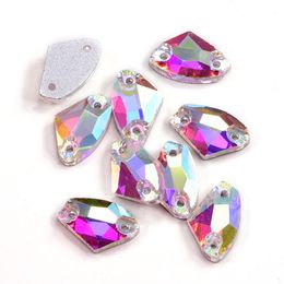 Crystal AB All Sizes AX Shape Sew On Rhinestone Crystal Galactic Shape Glass Sewing Crystal Buttons