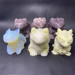 Decorative Objects & Figurines 70mm Natural Stone Hand Polished Cute Cartoon Toothless Dragon Boys Home Spiritual Decor And Witchcraft Altar