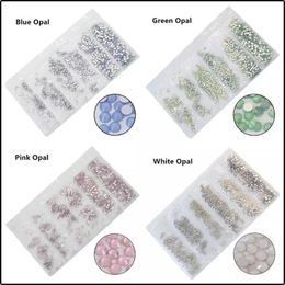 blue glitter nails UK - Nail Art Decorations SS3-SS10 1200pcs Mix Sizes Pink Green Blue White Opal Glass Rhinestone Glitter Strass DecorationsNail