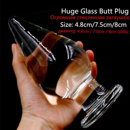 16cm Large Anal Plug Big Transparent Crystal Glass Butt Vagina Ball Adult Masturbate Huge sexy Toys For Women Men Gay