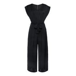 Summer Women Black Plain Jumpsuit With Belt Femme Elegant Sleeveless V Neck Pleated Bodysuit Office Lady Zipper Jumpsuits