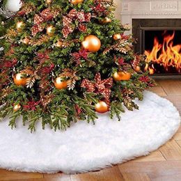 Christmas Decorations 78/90/122cm White Plush Tree Skirt Supplies Peluche Base Floor Mat Cover Home Decor Rugs