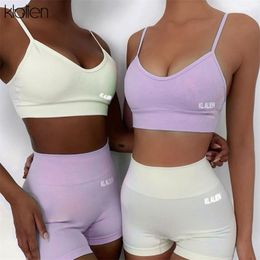 KLALIEN Sexy Casual Camisole and Short 2 Piece Set Women Streewear Fitness Outfit Sportswear Summer Beach Cotton Tracksuit Women 220423