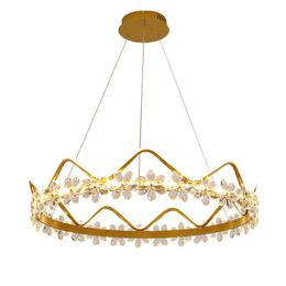Pendant Lamps Nordic Light Luxury Crystal Dining Room Chandelier Creative Crown Shape Living LED Minimalist Bedroom Dine IampPendant