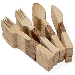 Wholesale Natural Bamboo Environmental Bamboo Disposable Cutlery Tableware Biodegradable Bamboo Forks 7 Inch 0415