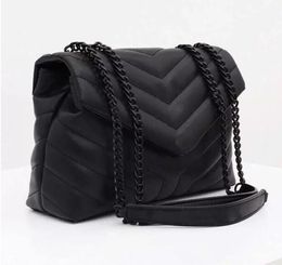 Handbag Shoulder Bag Brand LOULOU Y-Shaped Designer Seam Leather Ladies Metal Chain Black Clamshell Messenger Chain Bags Wholesale