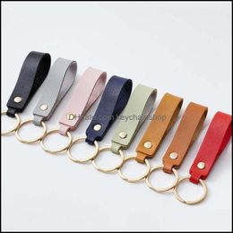 Key Rings Jewelry Fashion Pu Leather Keychain Business Gift Keyring Men Women Car Strap Waist Wallet Keychains Drop Delivery 2021 Dcnsd