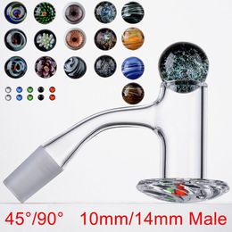 Seamless Bevelled Edge Smoking Accessories Blender Spin Banger Nail Fully Weld Quartz Bangers With Spinner Cap Glass Marble Ruby Pearls 10mm 14mm Joint 45 90 Degree