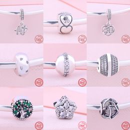 -925 Silver Fit Pandora Charm 925 Bracelet Feuilles champignons 20 30 40 Charms d'anniversaire Ensemble Pendre Diy Fine Perles Jewelry