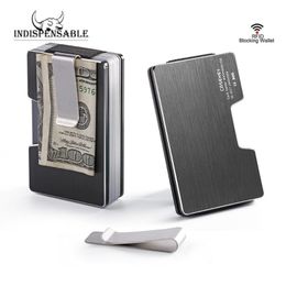 business boxes Canada - Card Holders Indispensable Metal Holder Case RFID Money Clip Wallet Luxury Gift Box Set Slim Men Small Business Cardholder ContainerCard