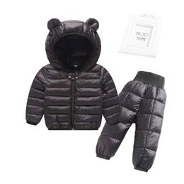 Children Cotton Padded Suit 2pcs Jackets Pants Winter Baby Girls Boys Warm Outerwear And Pants Kids Jackets For Girls LJ201130