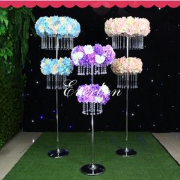 Party Decoration 8pcs/lot 130-220cm Height Adjustment Available Tall Wedding Crystal Pillar Aisle Flower Stand For CenterpieceParty