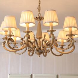 Pendant Lamps American Copper Chandelier 3 6 8 Arm Full Bronze For Bedroom Dining Living Room Luxury Suspendsion Light Fixtures E14 3W LampP