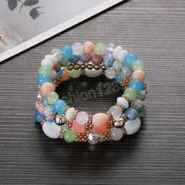 4Pcs/Set Bohemian Handmade Bracelets Set For Women Natural Healing Stone Multi-layer Bracelet Colour Trendy Class Jewellery