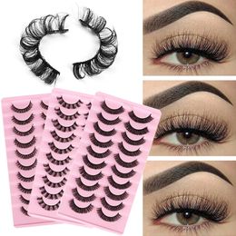 10 Paar 3D-Faux-Nerzwimpern, flauschig, weich, dünn, russisches Volumen, dicke falsche Wimpern, wiederverwendbare Wimpern, Make-up