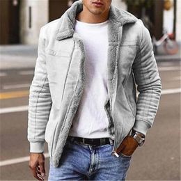 Men's Jackets Autumn Winter Mens Suede Leather Motorcycle Jacket Male Thick Warm Fur Collar Biker Coats Windproof Fleece OutwearMen's