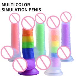 Colorful Penis Crystal Liquid silicone Dildos Women's Masturbation Anal sexy Toys Big Realistic Suction Cup Dick adult
