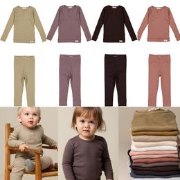 Clothing Sets Kids Clothes Set 2022 Autumn Marmar Girls Boutique Outfits Boys Long Sleeve T-shirt Baby Pants Leggings Basic Solid PajamasClo